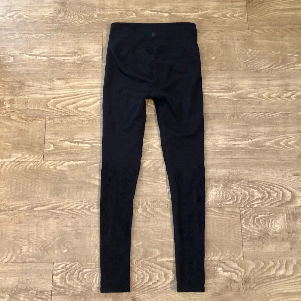 lululemon athletica Black High-Rise Leggings with Laser-Cut Lace Panels